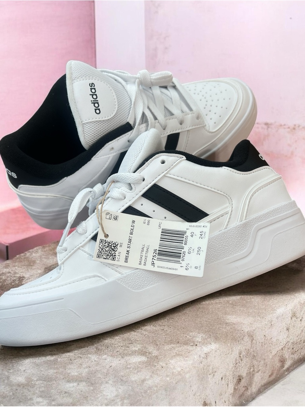 adidas Men’s White & Black Court-Style Sneakers